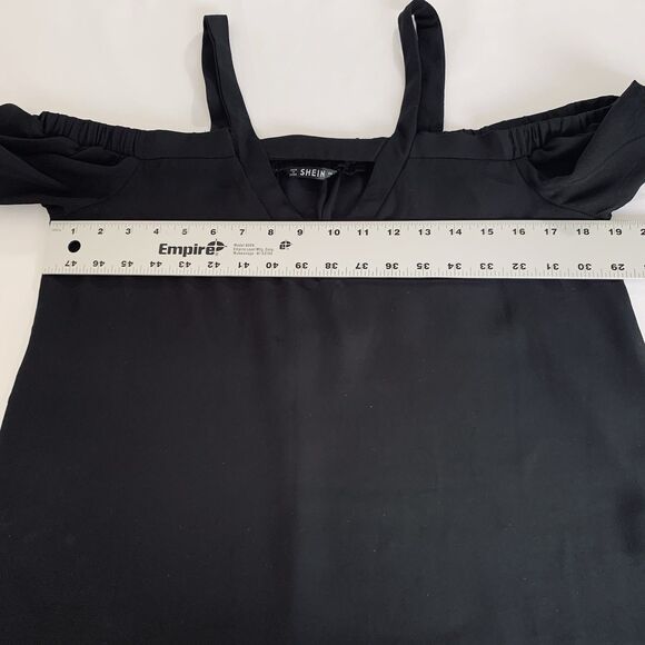 Shein Top Black Women S Cold Shoulder Cutout Flowy Going Out Party Western Boho - Picture 6 of 8